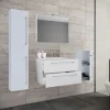 Waschplatz 80 cm 5-teiliges Set 2 Schubfächer mit Spiegelschrank weiß