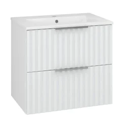 Waschtisch Amy, 60cm, Farbe: Matt-Weiss, mit 2 Schubladen und Soft-Close-Funktion