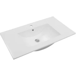 Waschtisch Amy, 80cm, Farbe: Matt-Schwarz, mit 2 Schubladen und Soft-Close-Funktion