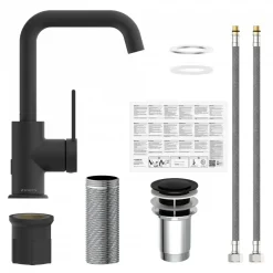 Waschtischarmatur Los Angeles, Farbe: Schwarz, Cold-Start