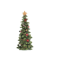 Weihnachtsbaum Polyresin grün/rot/gold mit Glitzer Durchmesser 8,5 cm H 19,5 cm