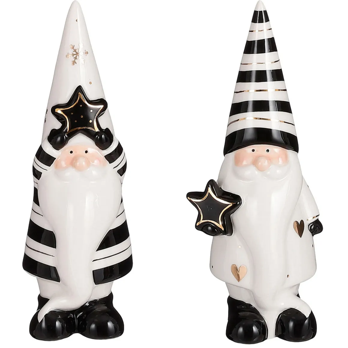 Weihnachtsmann weiß/schwarz 7,5 x 6 x 18 cm