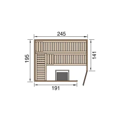 Weka Design-Sauna Cubilis Größe 2 Sparset 7,5kW OS Glastuer und Fenster