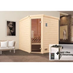 Weka Design-Sauna Cubilis Größe 1 Sparset 7,5kW OS Glastuer und Fenster