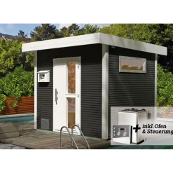 Weka Design-Saunahaus Kuopio Sparset 9,0 kW OS inkl analoger Steuerung natur