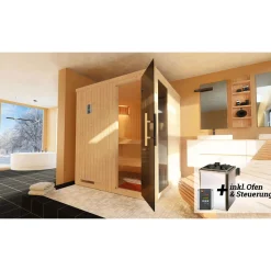 Weka Elementsauna Halmstad Größe 2 Sparset 7,5 kW OS Massivholztuer