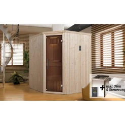 Weka Elementsauna Varberg Größe 1 Sparset 7,5 kW Bio S Glastuer und Fenster