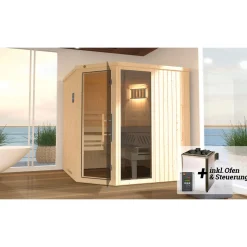 Weka Elementsauna Varberg Größe 2 Sparset 7,5 kW Bio S Glastuer und Fenster
