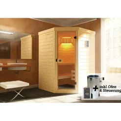 Weka Elementsauna Varberg Eck Größe 4 Sparset 7,5 kW Bio S Glastuer