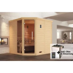 Weka Massivholz-Elementsauna Kemi Eck Größe 2 Sparset 7,5 kW OS