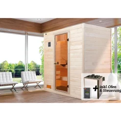 Weka Massivholz-Sauna Valida Größe 1 Sparset 4,5 kW OS Glastuer