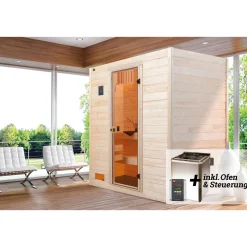 Weka Massivholz-Sauna Valida Größe 1 Sparset 4,5 kW Bio S Glastuer