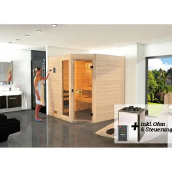 Weka Massivholz-Sauna Valida Größe 4 Sparset 9,0 kW K inkl integrierter Steuerung