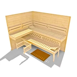 Weka Premium Massivholz-Elementsauna Kemi Eck Größe 2 Sparset 7,5 kW Bio S