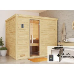 Weka Premium Massivholz-Sauna Bergen Größe 3 Sparset 7,5 kW OS