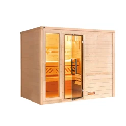 Weka Premium Massivholz-Sauna Bergen Größe 3 Sparset 7,5 kW OS Glastuer