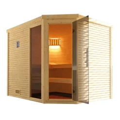Weka Premium Massivholz-Sauna Turku Eck Größe 3 Sparset 7,5 kW OS