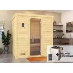 Weka Premium Massivholz-Sauna Bergen Größe 1.8 Sparset 7,5 kW OS