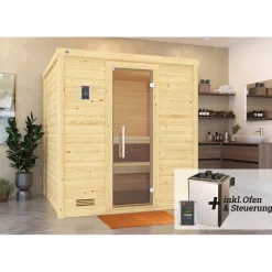 Weka Premium Massivholz-Sauna Bergen Größe 2 Sparset 7,5 kW OS