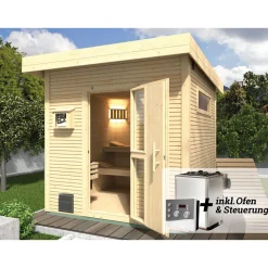 Weka Saunahaus Naantali Sparset 9,0 kW OS inkl analoger Steuerung natur