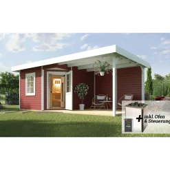 Weka Saunahaus Salo Größe 2 Sparset 7,5 kW OS rot