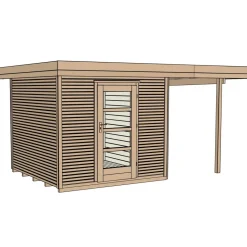 Weka Designhaus Line 172 A mit Anbau 150 cm 489 x 377 x 226 cm grau