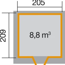 Weka Gartenhaus 227 205 x 209 x 217 cm schwarz