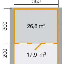 Weka Gartenhaus 135 B Größe 1/2 380 x 500 x 262 cm