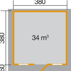 Weka Gartenhaus 135 Größe 1/2 380 x 380 x 262 cm