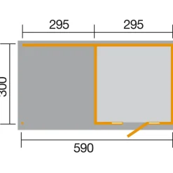 Weka Gartenhaus Panorama 172 Größe 1/2 Anbau 300 cm 590 x 290 x 216 cm