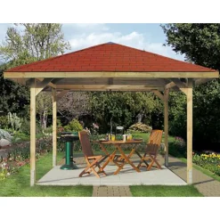 Weka Gartenlaube Paradies Größe 3 380 x 380 cm inkl Dachschindeln