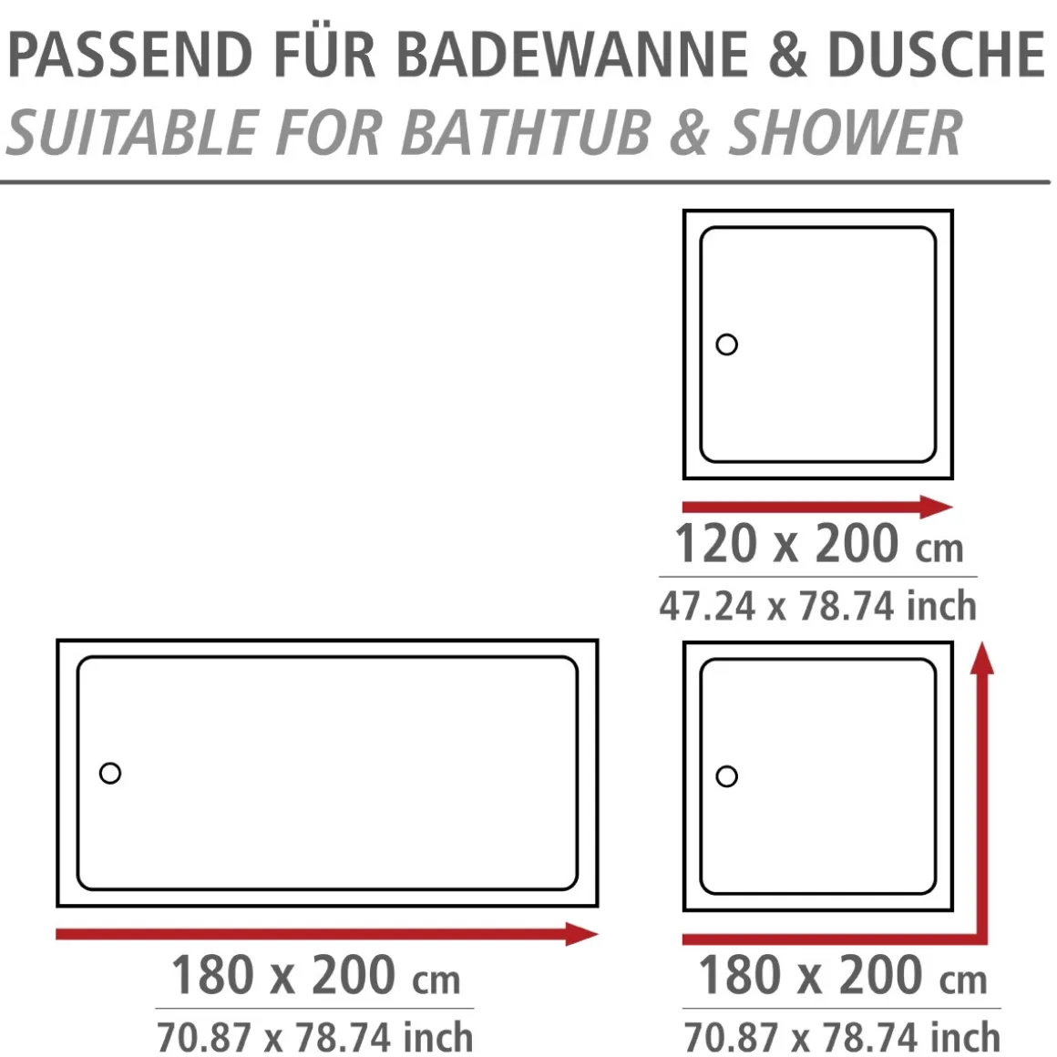 Wenko Anti-Schimmel Duschvorhang Aquamarin Textil Polyester 180 x 200 cm waschbar