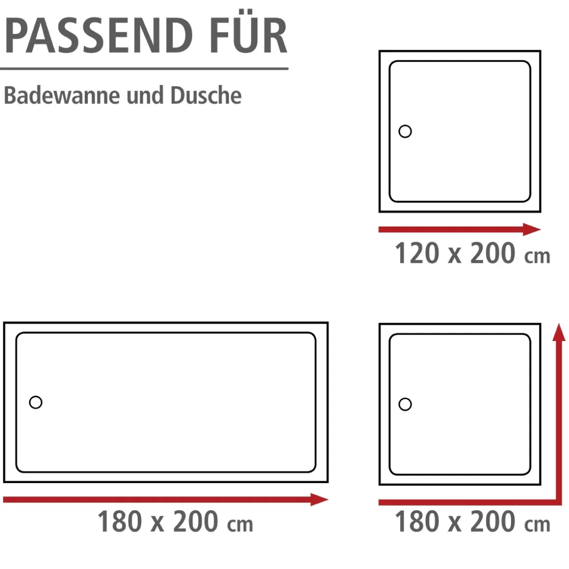 Wenko Anti-Schimmel Duschvorhang Palais Textil Polyester 180 x 200 cm waschbar