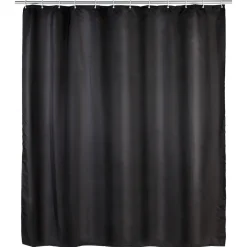 Wenko Anti-Schimmel Duschvorhang Uni Black Textil Polyester 180 x 200 cm waschbar