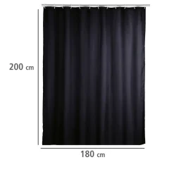 Wenko Anti-Schimmel Duschvorhang Uni Black Textil Polyester 180 x 200 cm waschbar