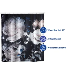 Wenko Anti-Schimmel Duschvorhang Peony Textil Polyester 180 x 200 cm waschbar