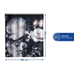 Wenko Anti-Schimmel Duschvorhang Peony Textil Polyester 180 x 200 cm waschbar