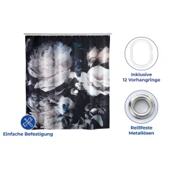 Wenko Anti-Schimmel Duschvorhang Peony Textil Polyester 180 x 200 cm waschbar