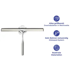 Wenko Badezimmerwischer Terni Plus Duschabzieher mit Turbo-Loc Wandbefestigung zum Ankleben