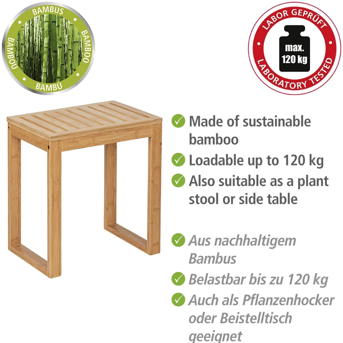 Wenko Badhocker Bambusa aus Bambus Bambushocker