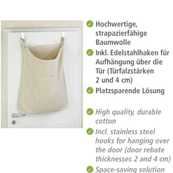 Wenko Über-Tür Wäschesammler Canguro Beige 65 l