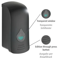 Wenko Desinfektionsmittel-Spender Ranera L Schwarz Seifenspender und Desinfektionsspender Füllmenge 740 ml