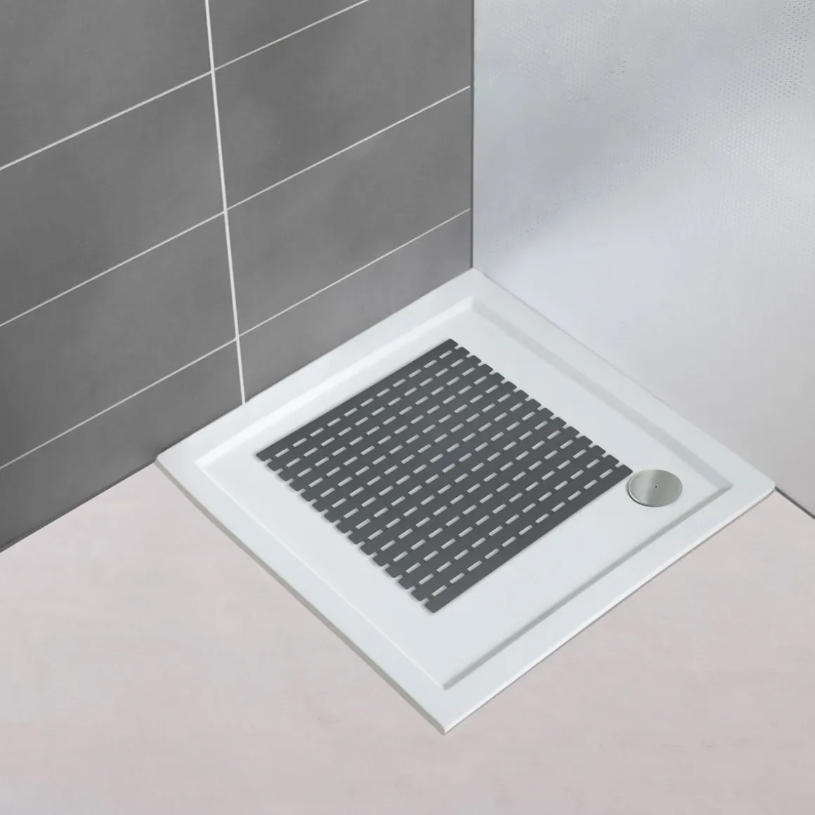 Wenko Duscheinlage Arinos Grau 54 x 54 cm