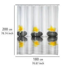 Wenko Duschvorhang Stones with Flower Textil Polyester 180 x 200 cm waschbar