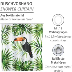 Wenko Duschvorhang Tucan Textil Polyester 180 x 200 cm waschbar