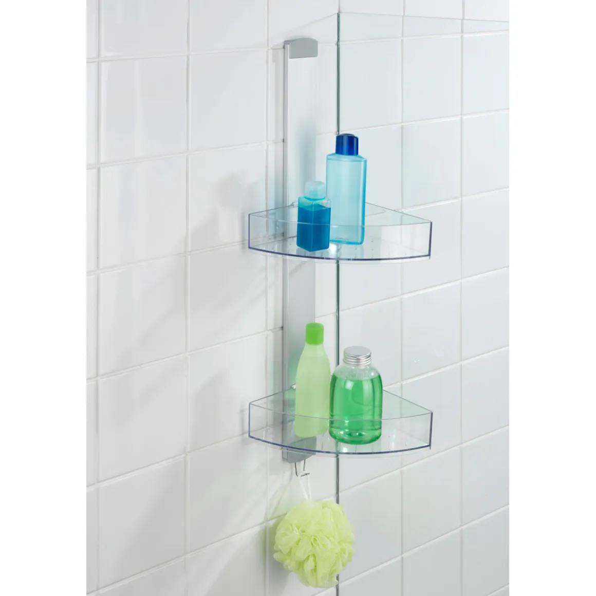 Wenko Eck-Duschcaddy Premium mit 2 Ablagen und Edelstahl-Haken