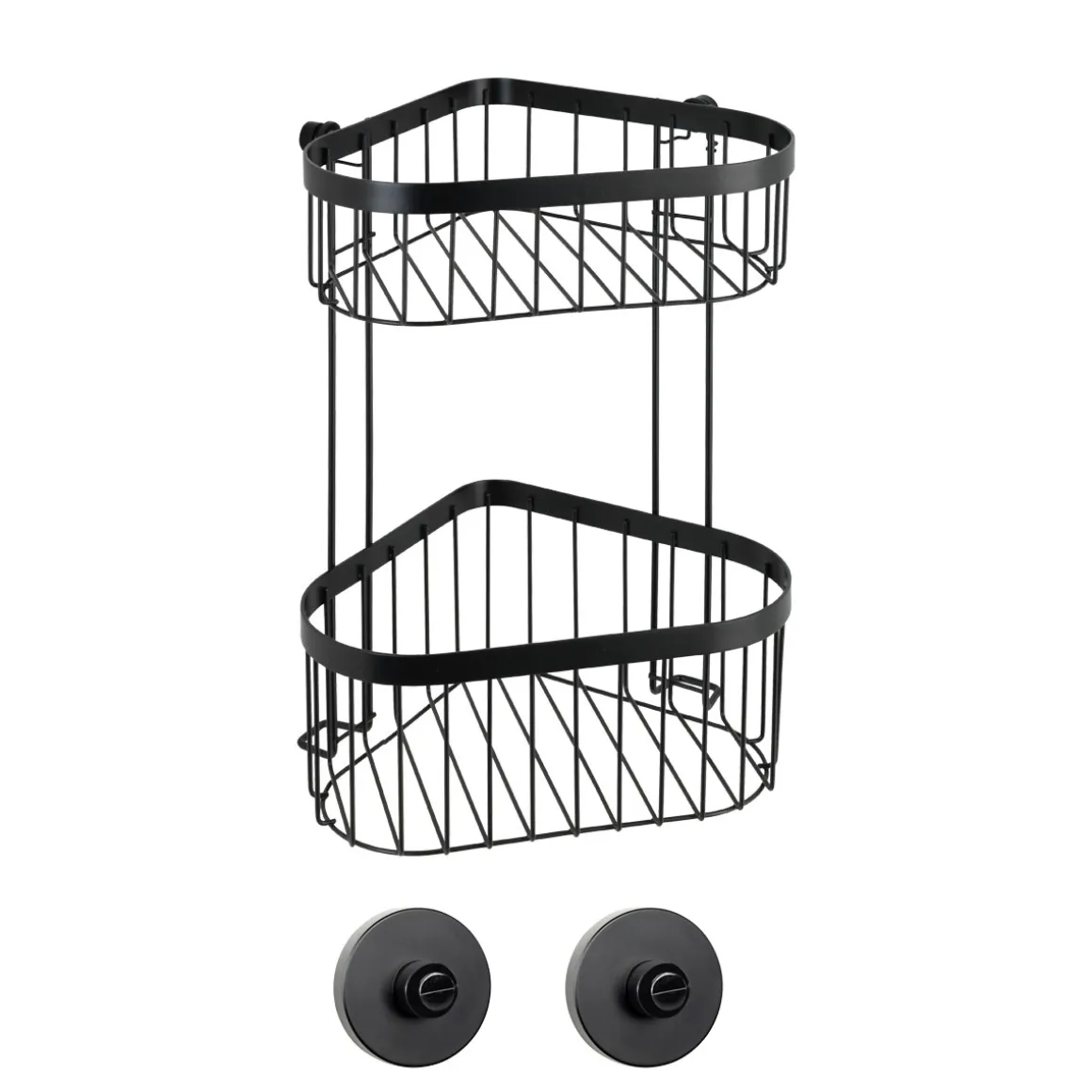 Wenko Eckregal 2 Etagen Classic Plus Black mit Vacuum-Loc Adapter Befestigen ohne bohren