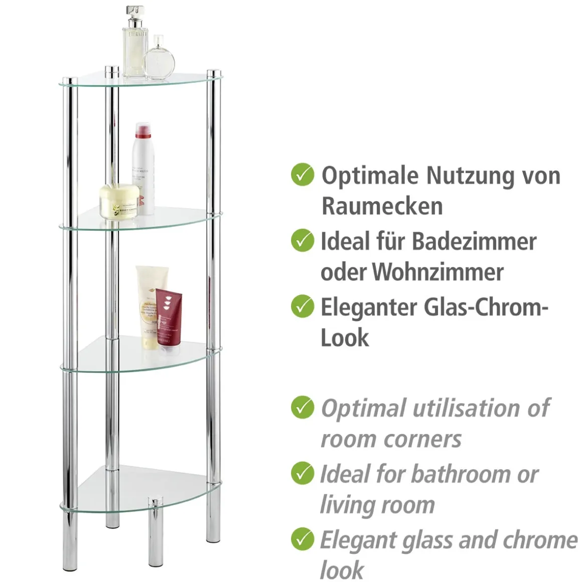 Wenko Eckregal Yago mit 4 Glasablagen