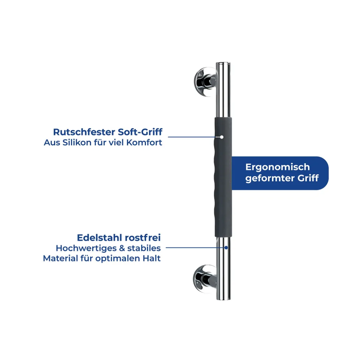 Wenko Edelstahl Wandhaltegriff Secura 40,5 cm