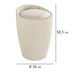 Wenko Hocker Candy Beige Leinenoptik mit Wäschesack Badhocker mit abnehmbarem Wäschesammler
